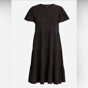 J. Crew Black Tiered Midi Dress